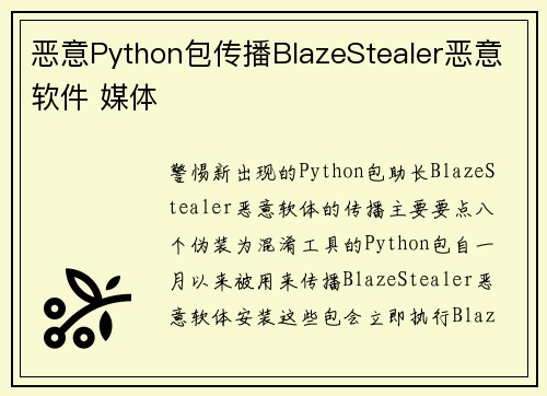 恶意Python包传播BlazeStealer恶意软件 媒体