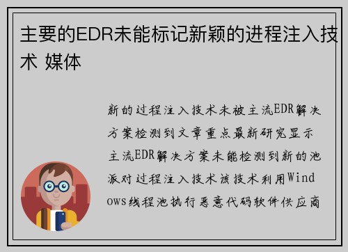 主要的EDR未能标记新颖的进程注入技术 媒体